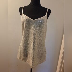 Express Off White Sequin Camisole Top